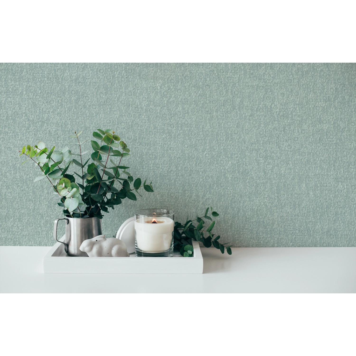 Türkisfarbene Vliestapete mit Muster, passend zur Kategorie Dekorative Tapeten.