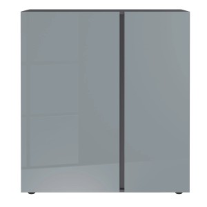 Germania Kommode in Grau-Silber mit zwei Türen und griffloser Optik für das Schlafzimmer.