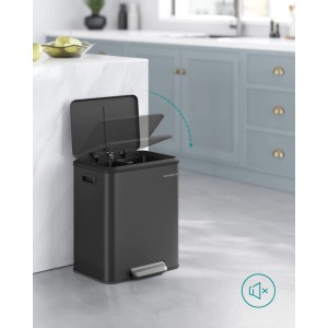 Songmics Mülleimer Punkool 2 Fächer x 15 l Schwarz