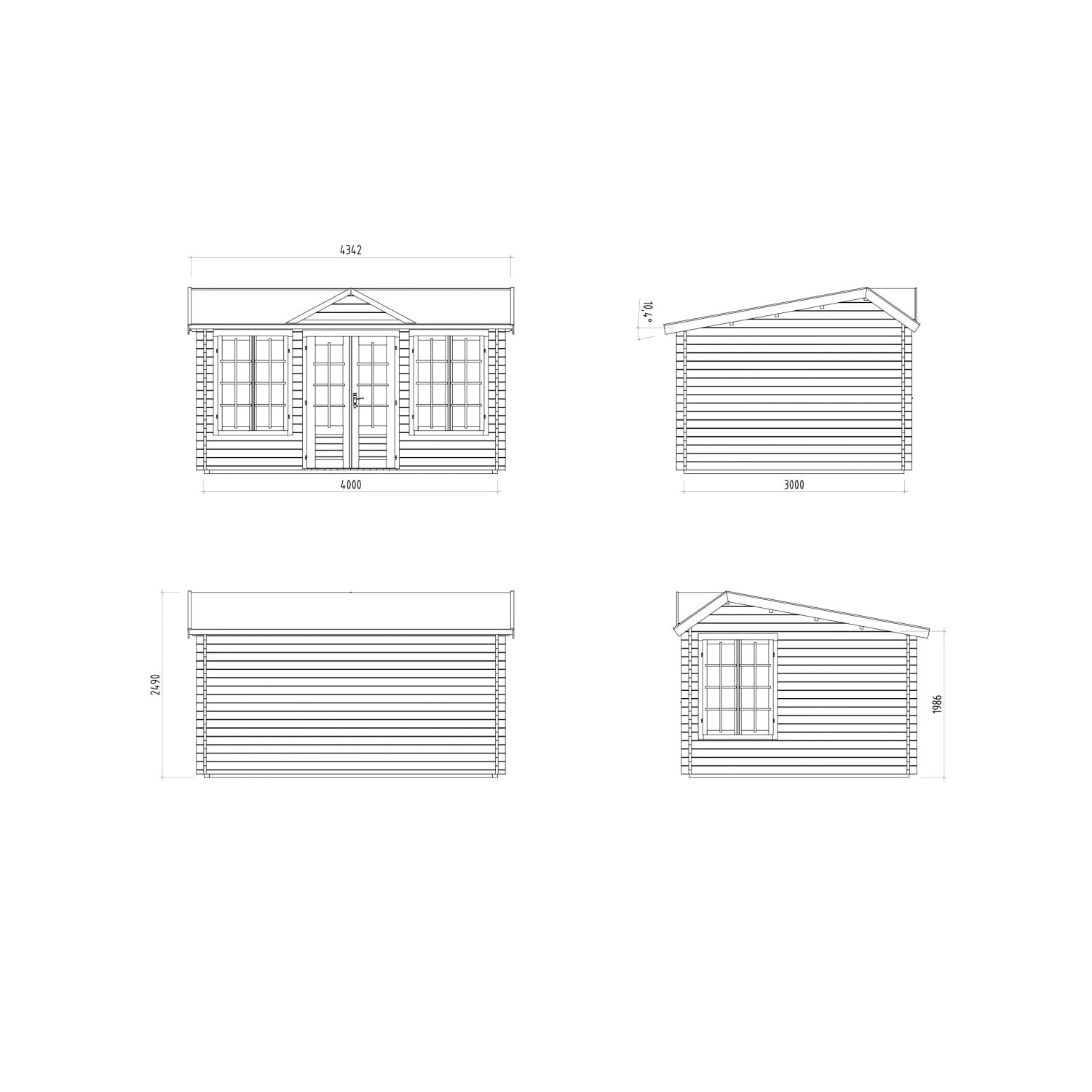 Palmako Gartenhaus Claudia Pent 400 x 300 cm Lackiert Hellgrau-Anthrazit FSC®_6