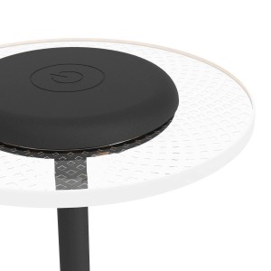 Detailaufnahme: Schwarze EGLO LED Akku Tischleuchte TREPELLA mit Touchdimmer.