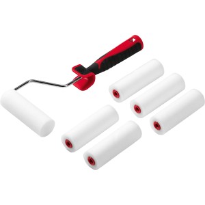 Farbroller-Set für Lacke, 7-teilig mit Griff und 6 Schaumstoffwalzen.