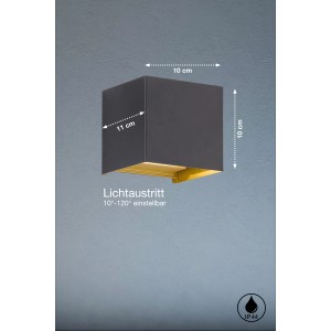 Moderne, graue LED-Außenleuchte Thore von Fischer & Honsel mit verstellbarem Lichtaustritt.