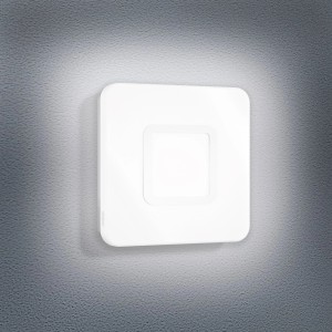 Quadratische Steinel LED Deckenleuchte RS LED M1 S Edelstahl mit Bewegungsmelder.