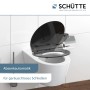 Schwarzer Schütte WC-Sitz Duroplast Slim mit Absenkautomatik und Schnellverschluss auf WC.