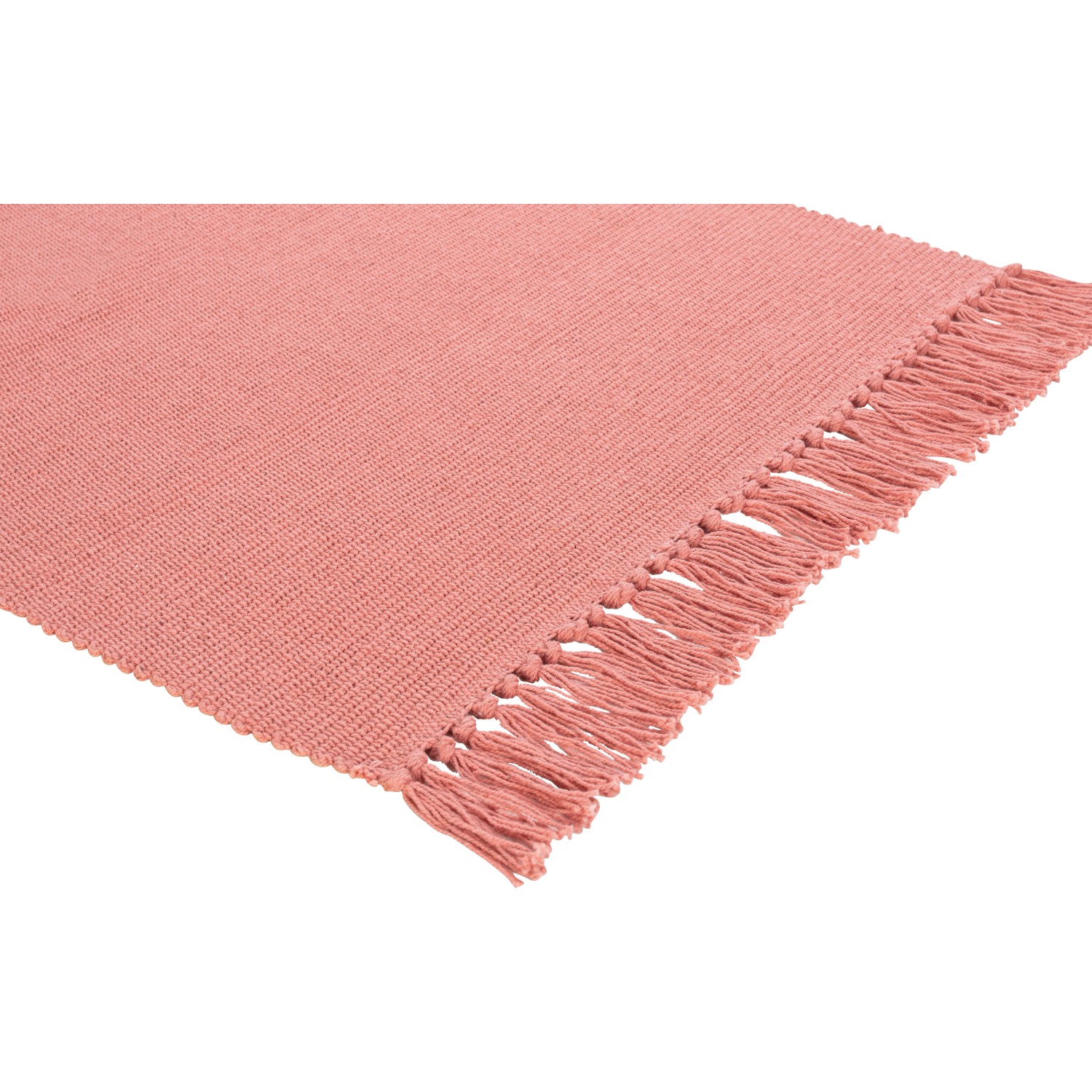 OBI Baumwollteppich Uni Terracotta, 50x80 cm, mit Fransen. Gemütlicher Teppich für Wohnzimmer und Flur.