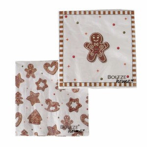 Boltze Servietten Ginger 16 x 16 x 2 cm Braun-Weiß 20-teilig 2-fach sortiert