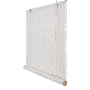 Weißes Bambus Rollo für Fenster, 120x160 cm, zur Lichtregulierung und als Sichtschutz.