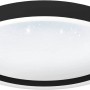 Moderne, runde LED-Deckenleuchte Montemorelos-Z von Eglo in Schwarz und Weiß mit Kristalleffekt.