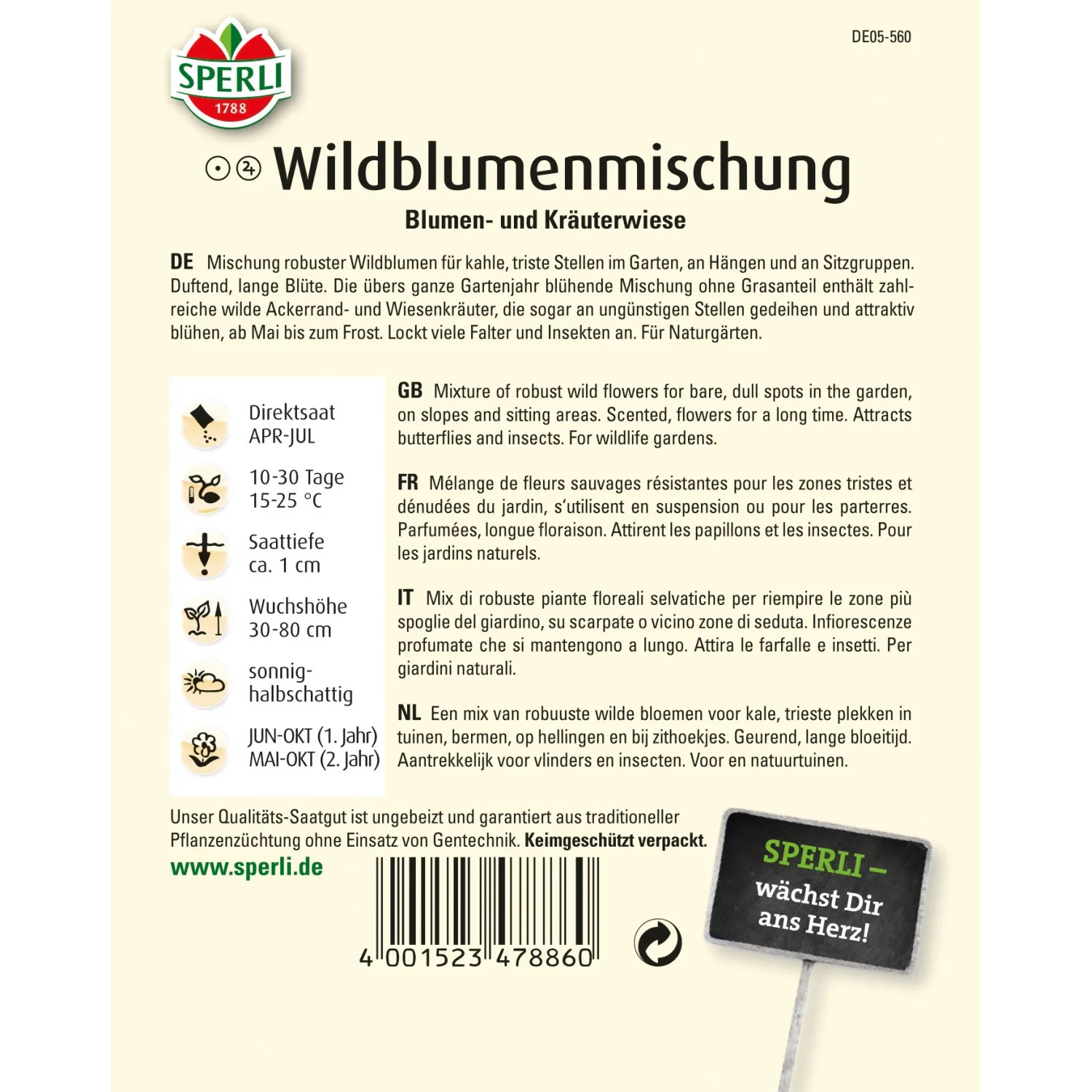 Sperli Wildblumenmischung: Mehrfarbige Blumen- und Kräutermischung für naturnahe Gärten.