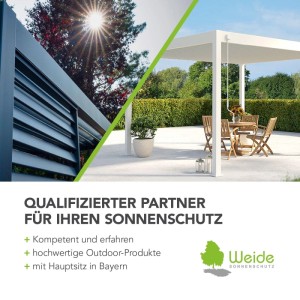 Weide Aluminium-Lamellenwand für Pergola, dunkelgrau, als Sicht- und Sonnenschutz im Garten. Für Gartenhäuser.