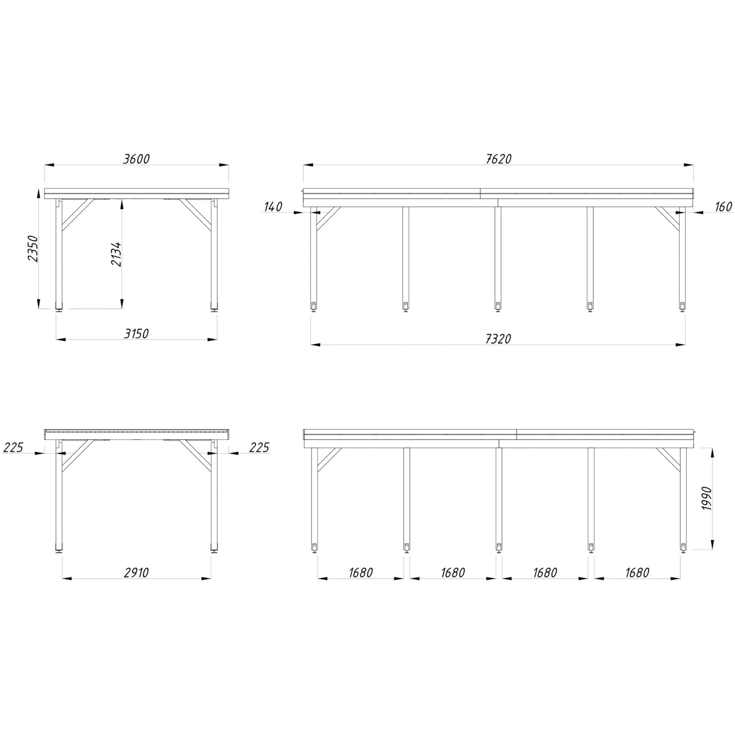 Palmako Carport Karl 315 x 732 cm Lackiert Dunkelgrau FSC®_3