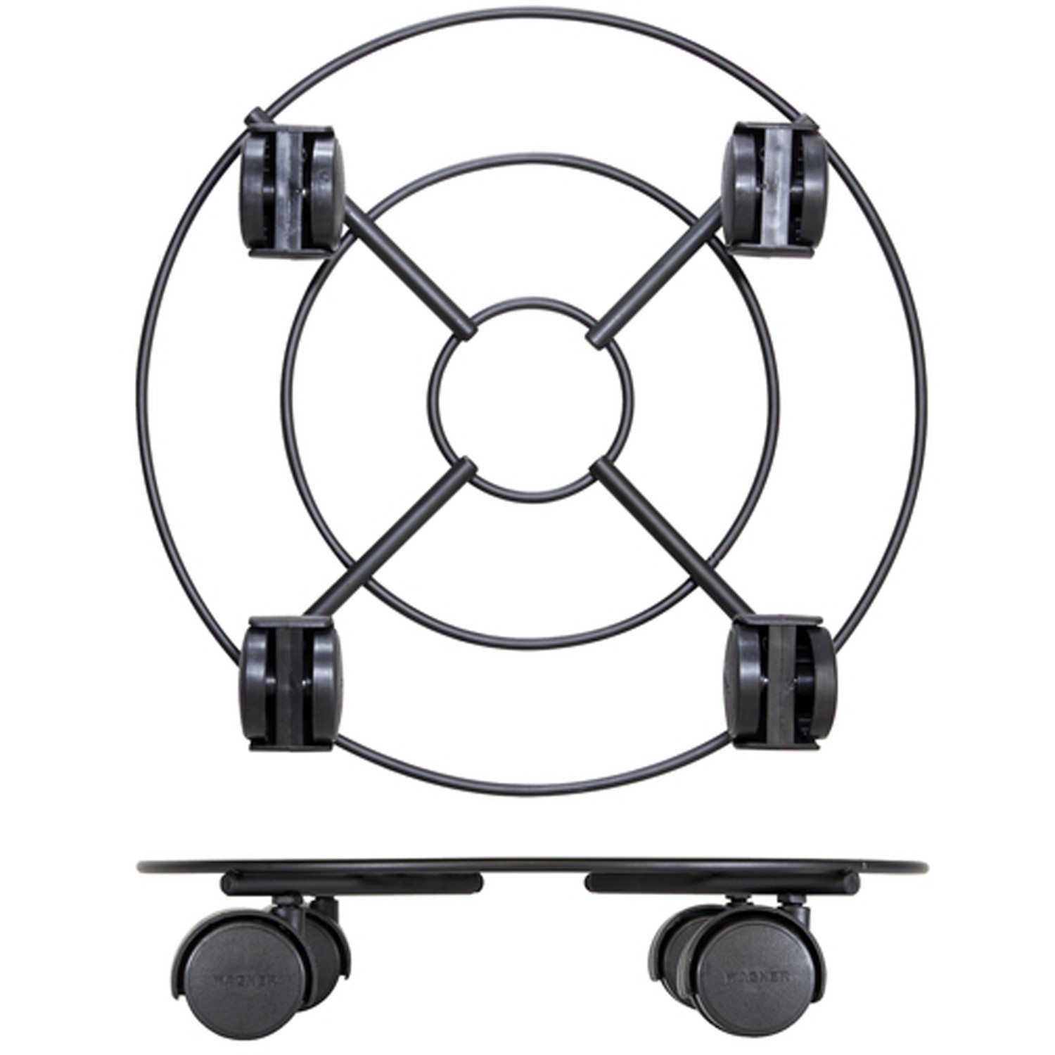 Wagner Pflanzenroller Draht GH 0943, Ø 30 cm, schwarz matt, mit Doppelrollen.