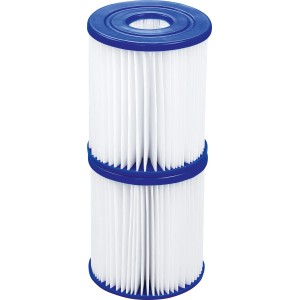 Bestway Filterkartuschen Typ I, 2er-Set für Pool-Filterpumpen. Weiße Filter mit blauen Enden.