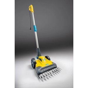 Gloria Elektro-Rasenkantenschneider FineCut 230 V, gelb/grau, mit Rädern und Teleskopstiel.