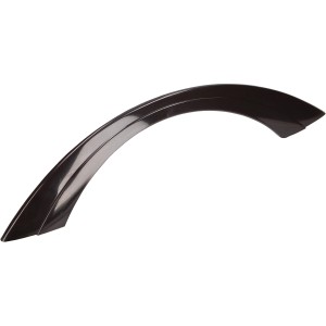 Schwarzer Siro Möbelgriff 0556 aus Kunststoff, gebogenes Design, Lochabstand 96 mm.