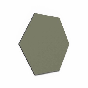 Designpaneel Hexagon Lino Olive Clear, MDF schwarz, 50x50cm. Akustikpaneel für Wand- und Deckendekoration.