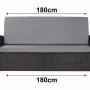 Graues Gartenkissen-Set für 3-Sitzer Polyrattan-Sofa, 180x50x50cm, bequeme Sitzauflage.