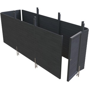Skan Holz Abstellraum C5, 573x164cm, Profilschalung in Schiefergrau, Zubehör für Carports.