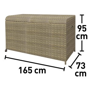 Kissenbox Vermont Forest aus Polyrattan, ideal zur Aufbewahrung von Gartenutensilien und Lounge-Möbel Zubehör.