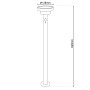 Skizze der schwarzen LED Solar Stehleuchte Nora, 86cm hoch, für den Garten.