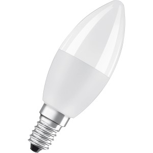 Osram LED-Leuchtmittel E14 Kerzenform, 4,9W, 2er Set. Weißes Licht für Wohnräume.