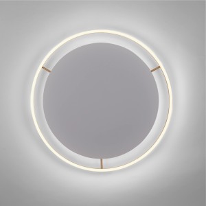 Moderne LED Deckenleuchte Ritus in Messing Matt, Ø 60cm, dimmbar für warmweißes Licht.