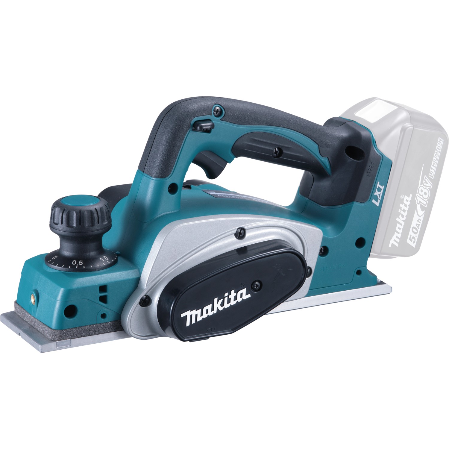 Makita Akku-Hobel DKP180Z Solo, Akku-Hobel in türkis-schwarz mit Akku.