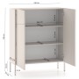 Selsey Highboard Derriva 100 cm Kaschmir, gerillte Front, offene Türen, 3 Fächer, Metallbeine. Maße: 120x100x37 cm.