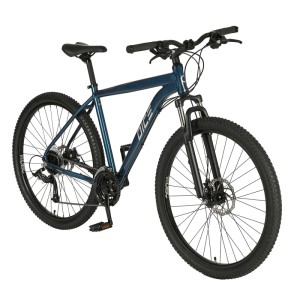 Aquamarinblaues Prophete Mountainbike Dice 100 MTB 29 Zoll mit Scheibenbremsen und Federgabel.
