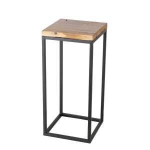 Boltze Beistelltisch Burano, 2-teiliges Set, 70 cm, schwarz-natur, Tannenholz und Eisen.