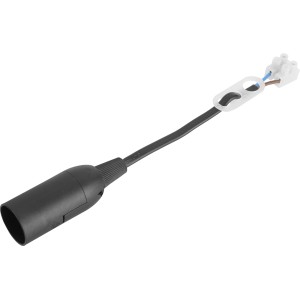 Schwarze E14 Renovierungsfassung aus Kunststoff für Lampeninstallation.