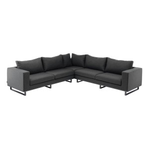 Graues Kettler Lounge-Set EGOant/sooty, bestehend aus Ecklounge und Sofa, für den Garten.