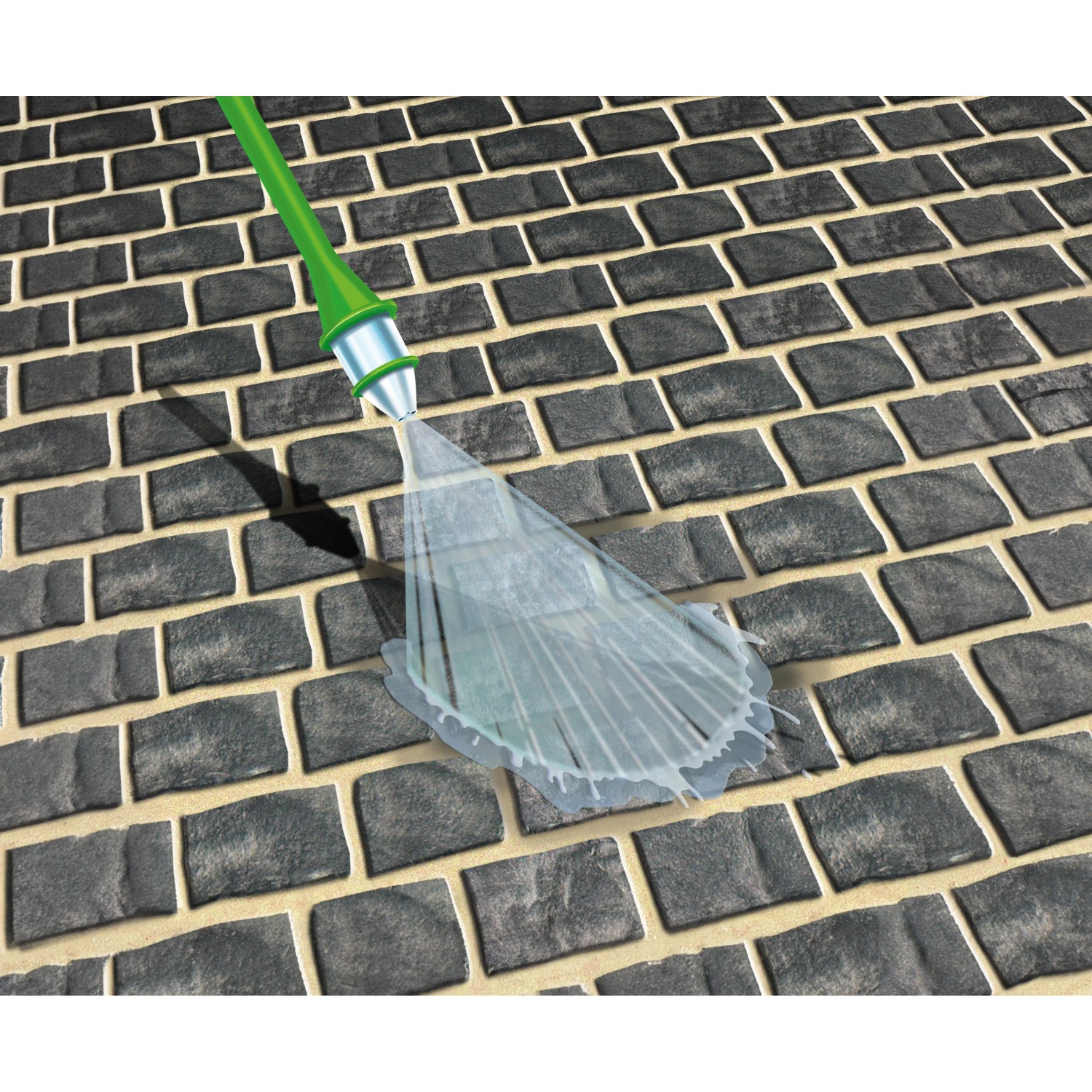 Anwendung von MEM Fugen-Festiger auf Pflastersteinen. Bauabdichtung für feste Fugen.
