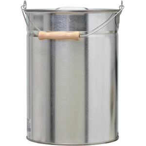 Firefix Ascheeimer, 14 l, verzinkt mit Deckel und Holzgriff für Kamin- und Ofenzubehör.