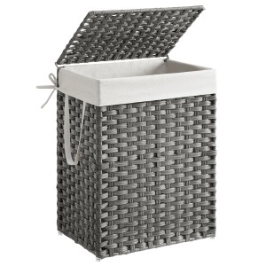 Songmics Wäschesammler Eliott mit Deckel 90 l Grau