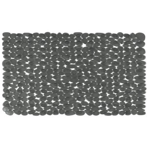 Anthrazitfarbene Spirella Wanneneinlage Riverstone, 75x36 cm, in Steinoptik für sicheren Halt in der Badewanne.