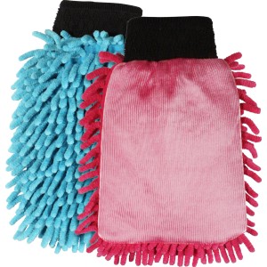 Saubermeister Reinigungshandschuhe, 2er-Set, Mikrofaser, blau und pink.