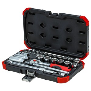 Gedore Steckschlüssel-Satz R59003026, 26-teilig im Koffer. Werkzeug-Set mit Knarre, Einsätzen und Zubehör.