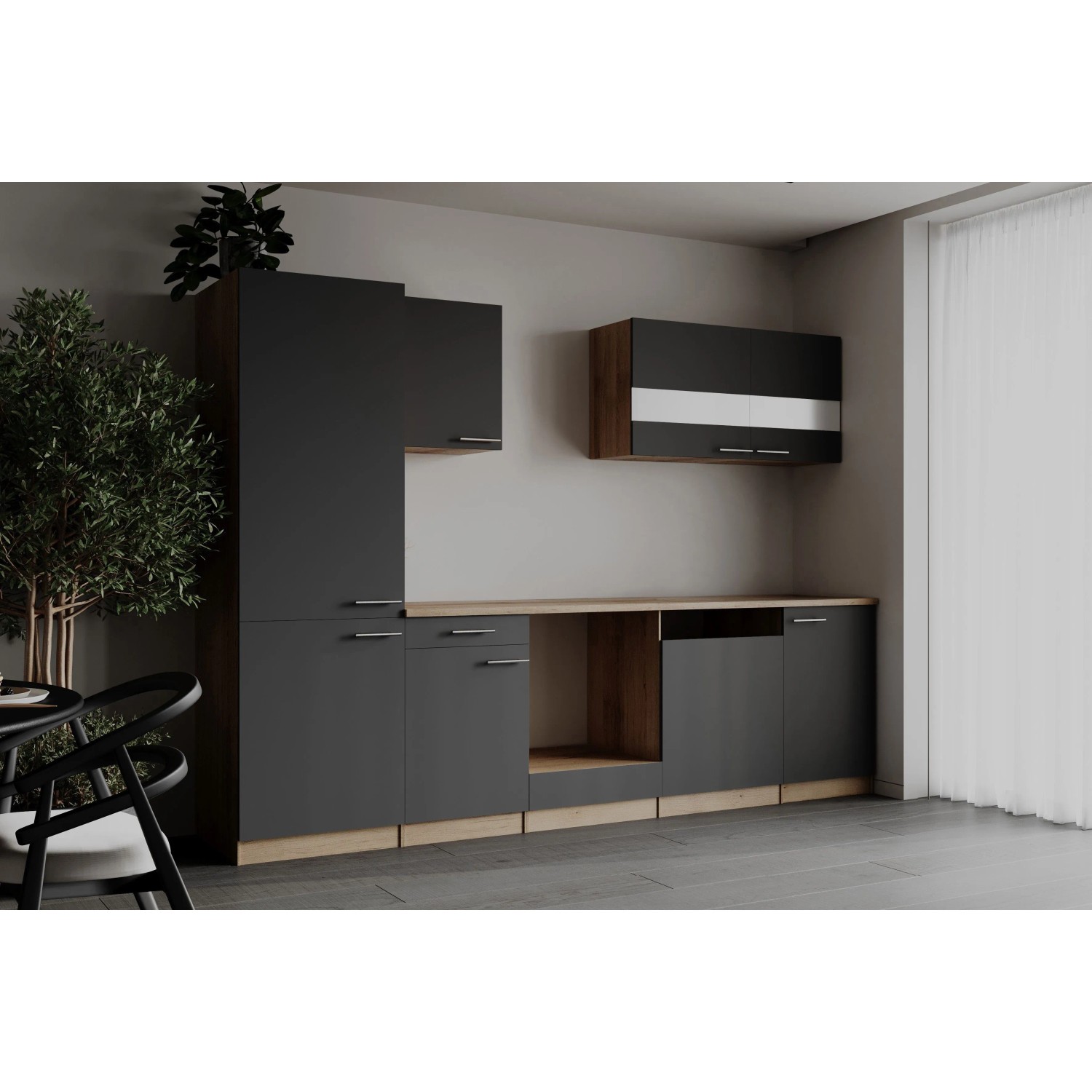 Respekta Küchenzeile Merle 280 cm Grau ohne E-Geräte_3