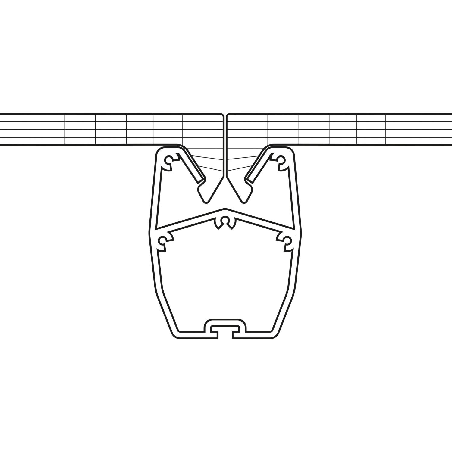 Detailansicht Gutta Terrassenüberdachung: Profil und Hohlkammerplatten der weißen Überdachung.