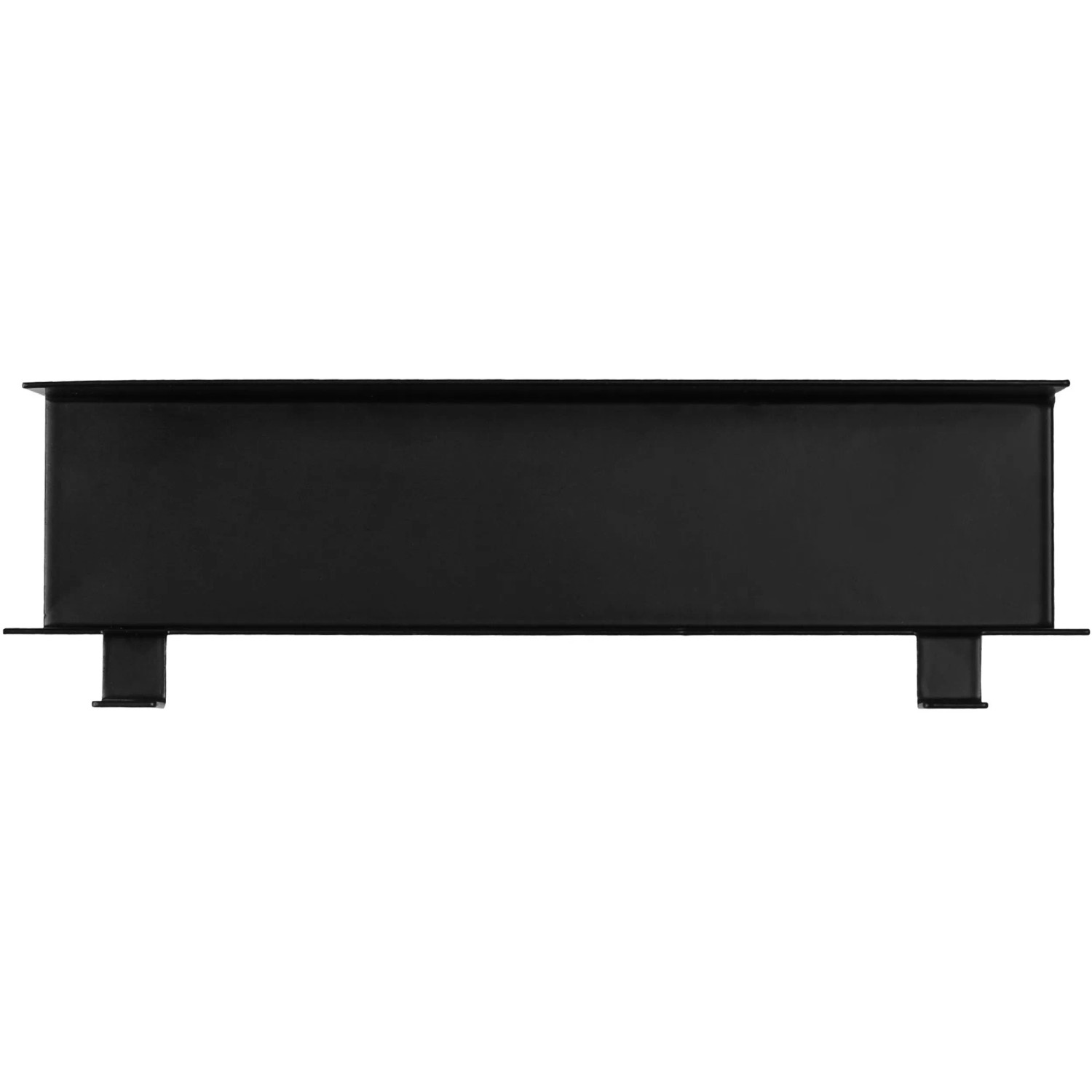 Schwarzes DenPanels Regal mit 4 Stiften zur Wandmontage, geeignet für Paneel-Zubehör.
