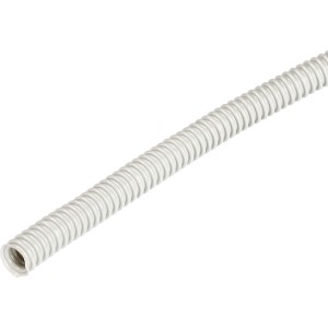 Flexibles, hellgraues Isolierrohr EN 25, 10 m Länge, für Aufputzmontage.