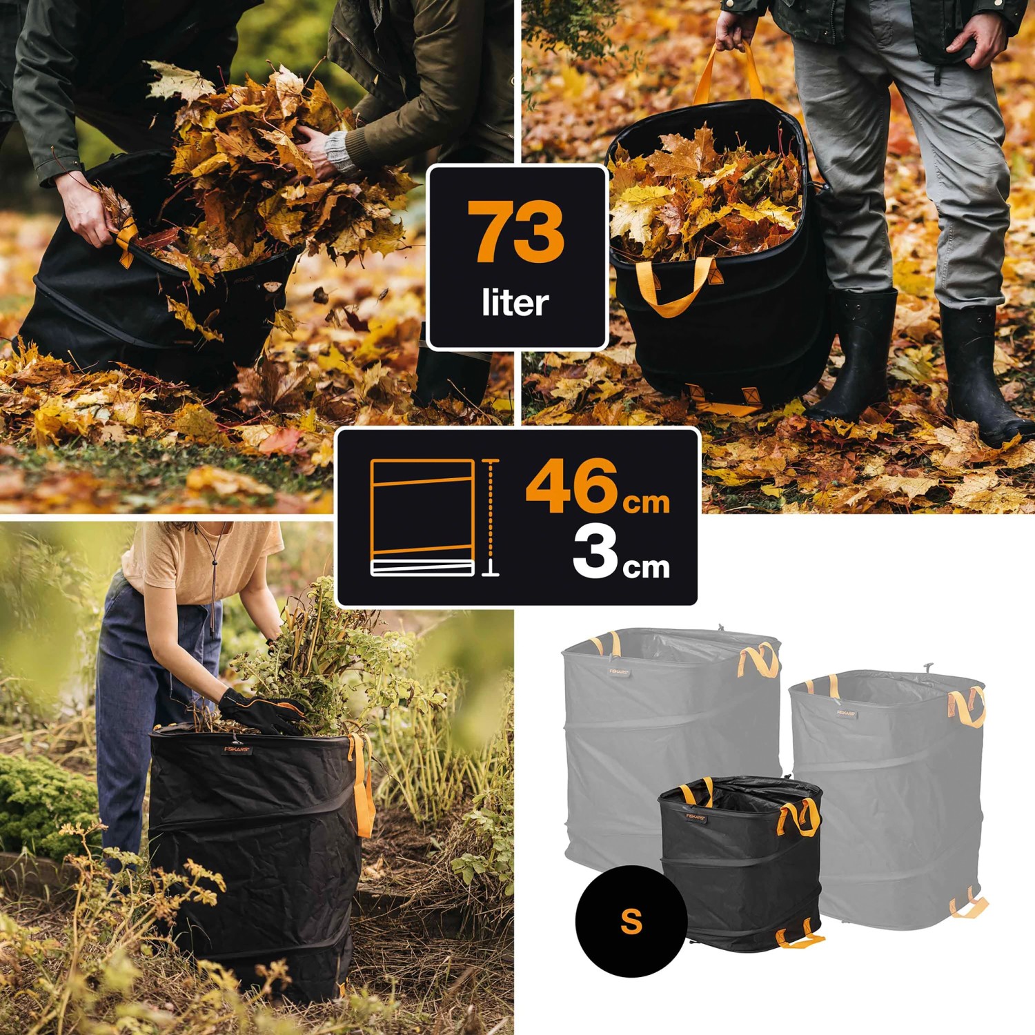Fiskars Gartenabfallsack Ergo Pop Up 73 l SchwarzOrange kaufen bei OBI
