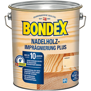 Dose Bondex Nadelholz-Imprägnierung Plus 4l, farblos, für Holzgrundierung und Schutz vor Bläue und Schimmel.