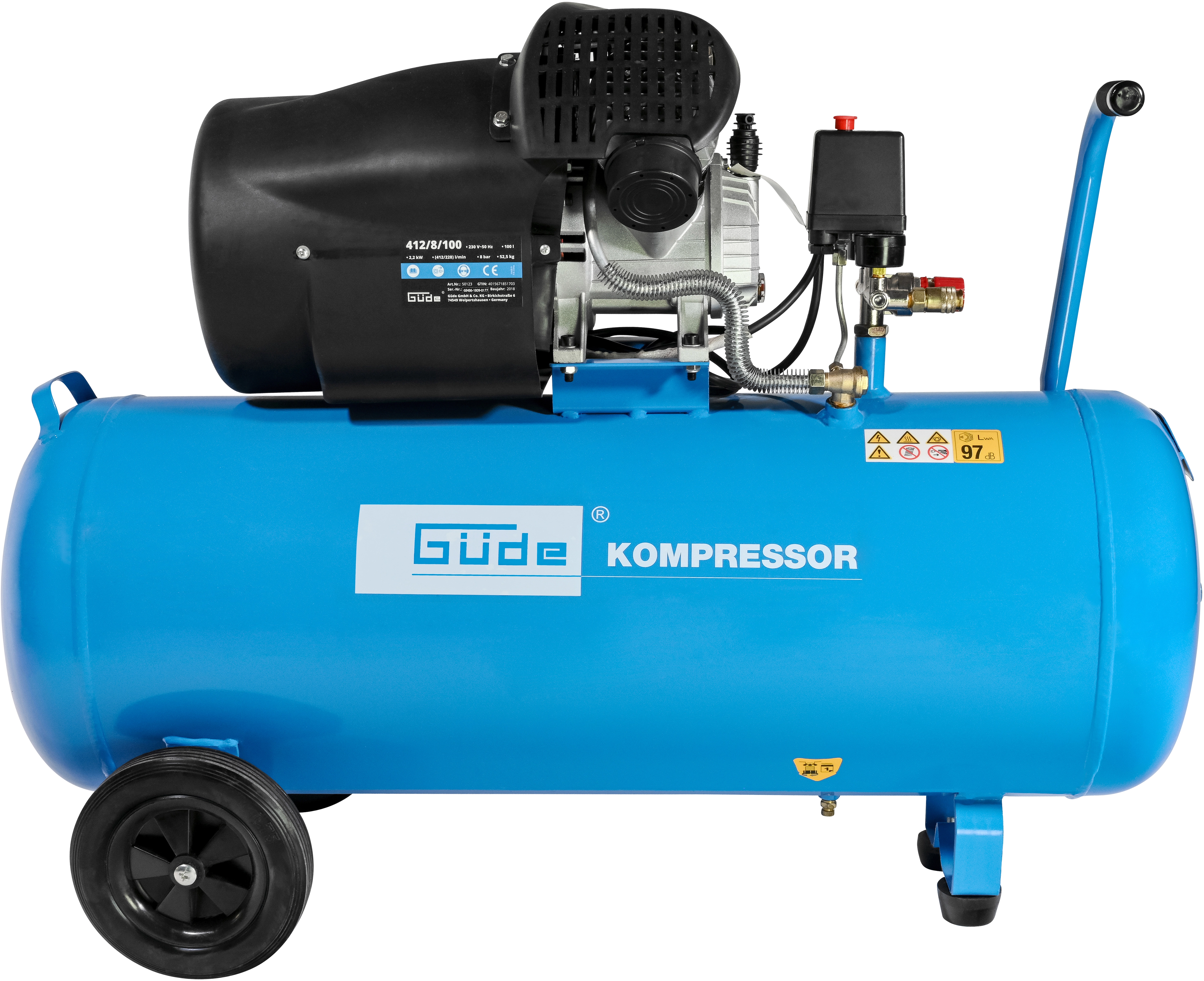 Kompressor-Aggregat, 2 Zylinder + Elektromotor, 8 Bar, 276 Ltr.