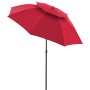 Roter Doppler Strandschirm Windprofi Neo 200 mit Windventil und Fiberglas-Streben.