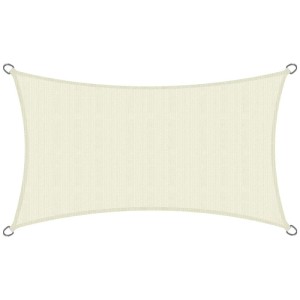Rechteckiges, creme-farbenes Sol Royal Sonnensegel 200x400cm aus HDPE-Gewebe mit Edelstahlringen.