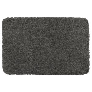 Mausgraue Wenko Badematte Belize aus Mikrofaser, 55x65 cm, Hochflor-Badvorleger.