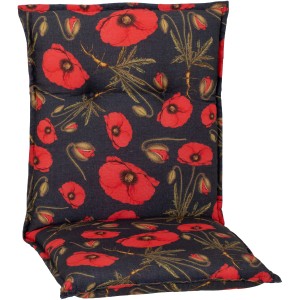 Beo Sitzauflage Niedriglehner Trondheim mit Mohnblumenmuster für Gartenstühle.